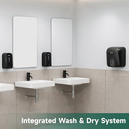 Commercial Automatic Soap Dispenser Large 34oz/1000ml Capacity Wall-Mounted Touchless Liquid Dispenser for High-Traffic Restrooms, Offices, Hospitals Model AD1220S Black