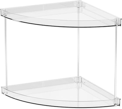 Yieach Clear Corner Bathroom Counter Organizer,2Tier Tiered Countertop Corner Shelf for Perfume,Beauty Products,Makeup Organizer,Skincare Organizers,Vanity Storage Tray for Bedroom,Bathroom Sink Shelf