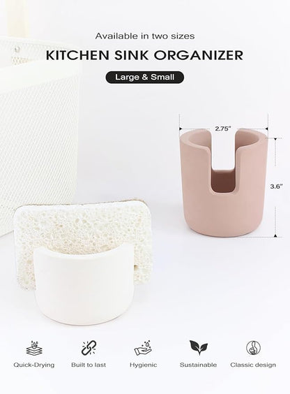 Stone Sponge Holder for Countertop Organizer, Quick Dry Diatomite Sponge Holder, Diatomaceous Earth Sponge Caddy, Absorbent Face Sponge Stand, Large Brown