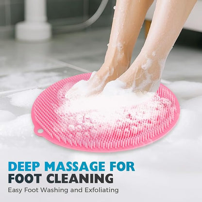 Silicone Shower Foot Scrubber Mat, 2025 Upgrade Shower Mat Slip Suction Cups Foot Scrubber for Men and Women (1 * Purple)