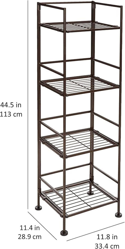 Amazon Basics 4-Tier Iron Towel Shelf for Bathroom, Black, 11.4"L x 11.8"W x 44.5"H