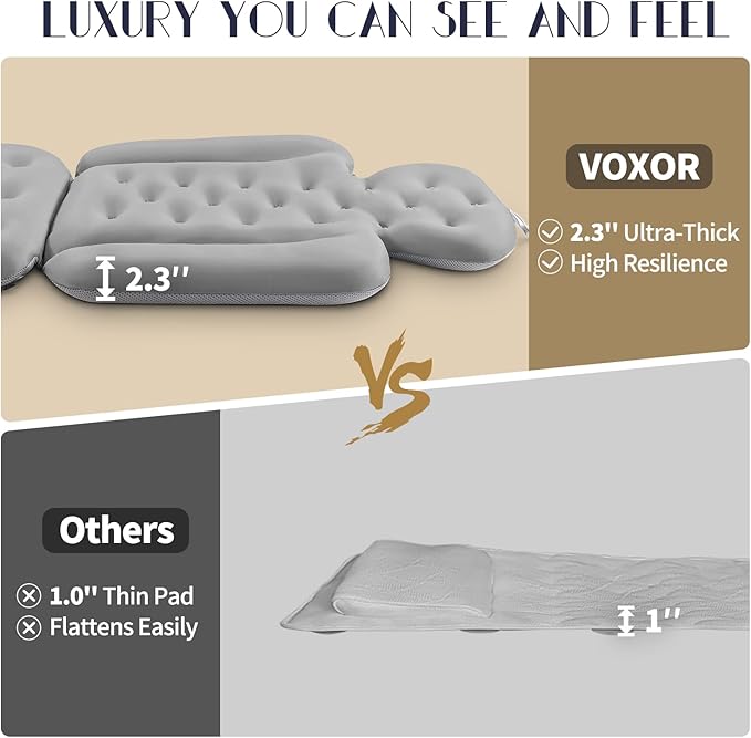 Full Body Bath Pillow for Bathtub, Thick Bathtub Cushion with Laundry Bag, Luxury Tub Pillow for Bath for Headrest Neck and Back Support Gray 51" x 16"