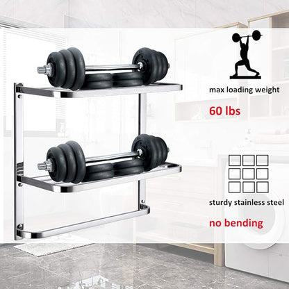 LUANT 3-Tier Bathroom Shelf with Towel Bars, Stainless Steel Wall Mounting Rack,29-1/4 Inch