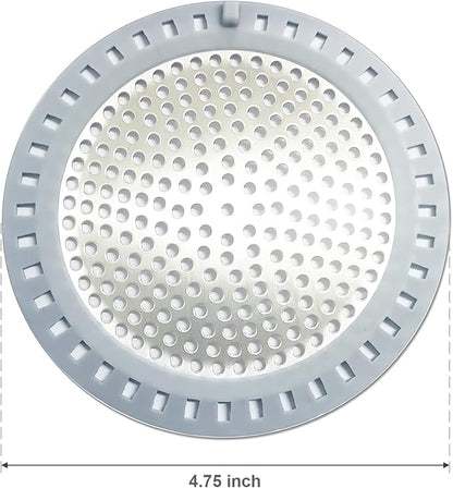 2PCS Shower Drain Hair Catcher, Shower Drain Strainer, Stainless Steel with Silicone Edging, 4.75 Inch Diameter