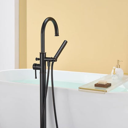 Free Standing Tub Faucet Oil Rubbed Bronze Freestanding Bathtub Faucet Floor Mount Brass Bathroom Tub Filler with Hand Shower