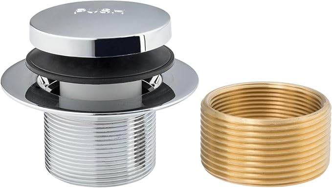 Artiwell Tip-Toe Bathtub Drains Trim Set with Two-Hole Overflow Faceplate, Replacement Bath Drain Trim Kit with 2-Hole Overflow Faceplate and Universal Fine/Coarse Thread (CHROME PLATED)