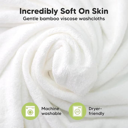 6-Pack Baby Washcloths - Soft Absorbent Viscose from Bamboo Wash Cloths for Babies, Kids, Toddlers, Infant, Newborn Bath Towels, Gentle on Sensitive Skin, 10x10 Reusable Face Towels (Sunshine)