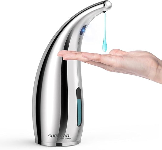 Automatic Soap Dispenser Touchless,300ML Hand & Dish Countertop Electric Liquid Rechargeable Dispenser with Sensor,Modern 4 Gear Adjustable Waterproof Kitchen Auto Soap Pump（Silver）