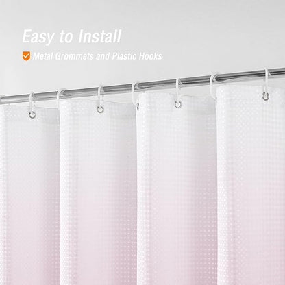 Gibelle Pink Shower Curtain, Ombre Fabric Shower Curtains for Bathroom, Waffle Weave Textured Bathroom Curtain with Hooks, Water Repellent and Machine Washable, 72 x 72