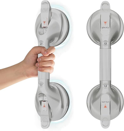 DAILYLIFE Grab Bars for Bathtubs and Showers, 15 inch Shower Handles for Elderly Suction, 300lbs Safety Shower Grab bar for Seniors and Elderly, Gray(1 Pack)