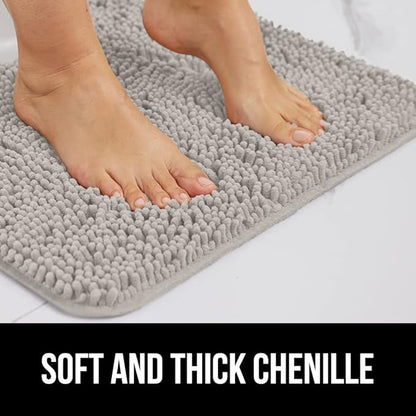 GORILLA GRIP Bathroom Rug Sets, Soft Chenille 2 Piece Area Rugs Set, Toilet Base Mat and 30x20 Carpet, Absorbent Microfiber Washable Mats Dry Quickly, Home Décor and Bath Room Accessories, Lt Gray