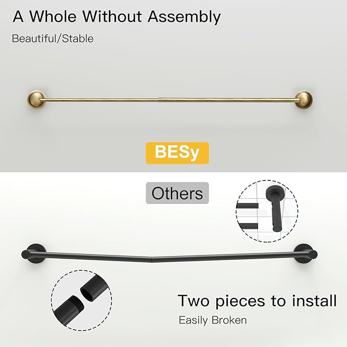 BESy Adjustable Antique Brass 16.5 to 28.7 Inch Bath Towel Bar Rack for Bathroom Towel Holder Wall Mounted Towel Bar Rod Hanger Bathroom Hardware Accessories Hotel Style Stainless Steel Antique Brass