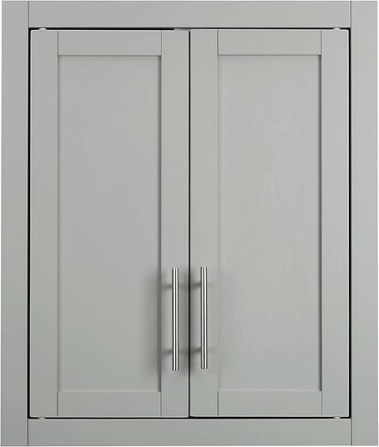 Crosley Furniture Savannah Wall Mounted Bathroom Storage Medicine Cabinet with Shelves, Gray