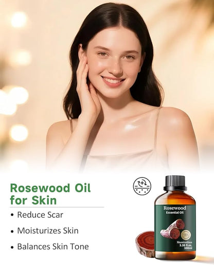 Rosewood Essential Oil for Outdoor Shield, Natural Protective Barrier, Sweet Woody Aroma for Reed Diffuser, Spray, Skin & Hair Care, DIY Blends, Candle, Soap, Making, DIY, Massage 3.38 Fl Oz