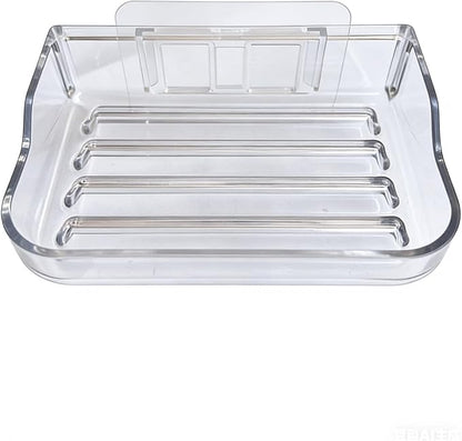 Soap Bar Holder for Shower Wall Mounted, Soap Dish Container Saver Strong Adhesive No Drilling for Bathroom Kitchen Sink, Clear