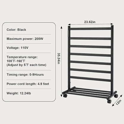 GROWNEER Upgraded Heated Towel Rack, 7 Bars Towel Warmer Rack, Wall Mounted & Freestanding Towel Warmer for Bathroom, Timer & Temperature Multi-Level Adjustments, Overheating Protection (Black)