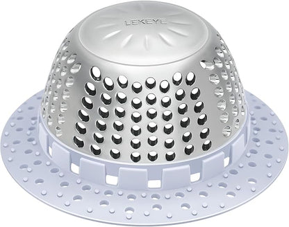 LEKEYE Shower Drain Hair Catcher/Bathtub Drain Cover/Drain Protector for Pop-Up & Regular Drains(Light Blue)