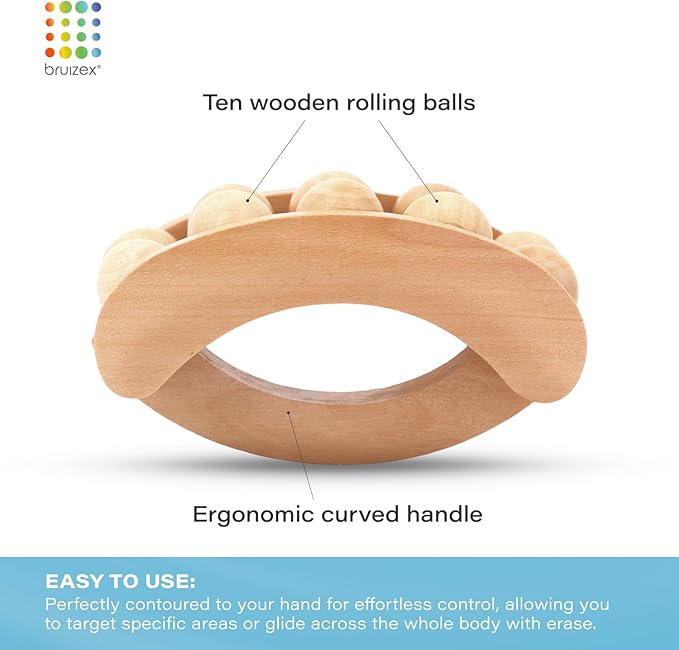 Bruizex Lymphatic Drainage Massager: Cellulite Massage Tool, Massage Roller, Fascia Blaster, Wood Therapy Massage Tools, Lymphatic Drainage Tool, Post Lipo Fibrosis Treatment, Maderoterapia Kit