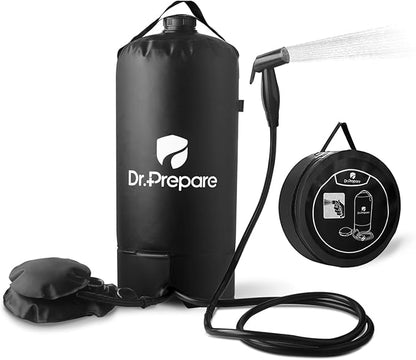 DR.PREPARE Portable Shower for Camping, 4/5 Gallons Camping Shower Bag, Portable Outdoor Shower with Pump for Hiking, Climbing, Pet Cleaning, Car Washing, Beach & Emergency