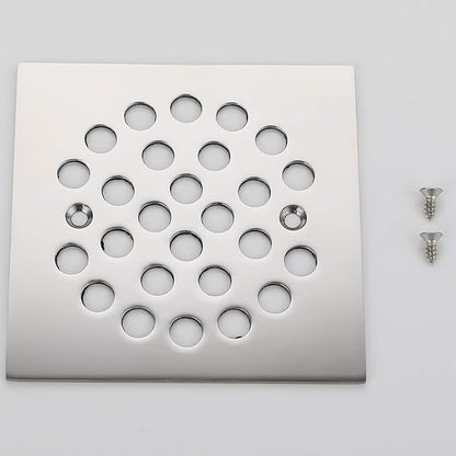 Square 4-1/4-inch Screw-in Shower Floor Drain Grate Strainer (Chrome)