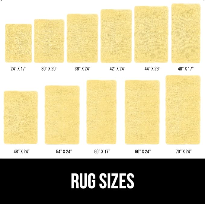 GORILLA GRIP Bath Rug Mat, Thick Soft Absorbent Chenille, Quick Dry Microfiber Mats, Rubber Backing Washable Shower Floor Rugs, Bathmat Runner, US Designed Bathroom Home Decor Accessories 24x17 Yellow