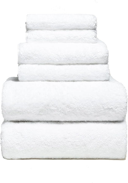 Italic Ultraplush 100% Australian Cotton Towels Standard 6 Piece Set, 2 Bath, 2 Hand, 2 Washcloths, 800GSM Lightweight, Highly Absorbent & Quick Drying Soft Resort Grade Towels (White)