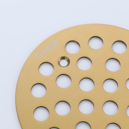 Round 4.25 Inch Screw-in Shower Drainer Cover Replacement 304 Stainless Steel 4-1/4 inch Floor Drain Grate with Screws Brushed Golden