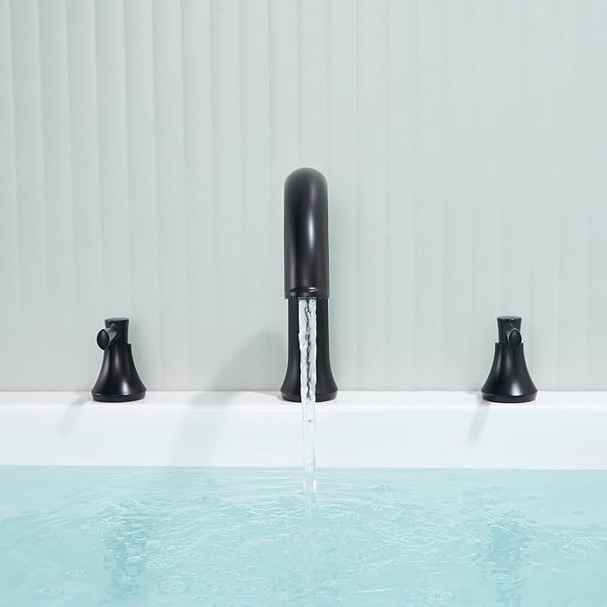 Roman Tub Faucet Deck Mount Tub Filler 2 Handles Black Bathtub Faucet Brass Bathroom Faucet
