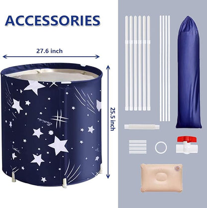 BESTHLS Foldable Bathtub Portable Soaking Bath Tub,Eco-Friendly Bathing Tub for Shower Stall (Blue Sky -1)
