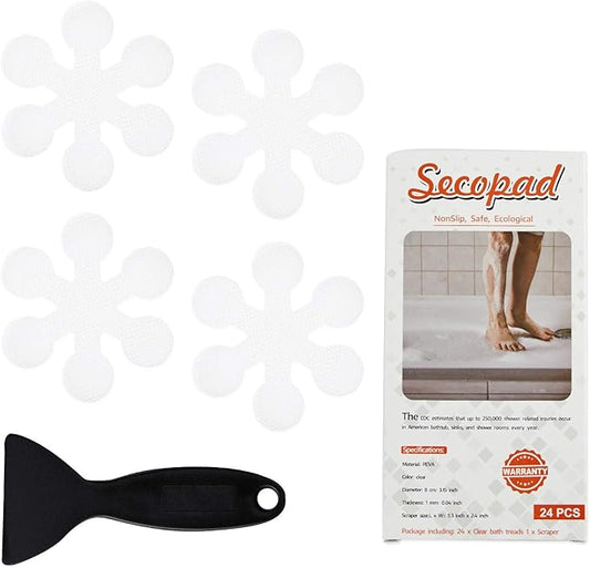 Bathtub Stickers Non-Slip, Safety Shower Treads Adhesive Appliques with Premium Scraper