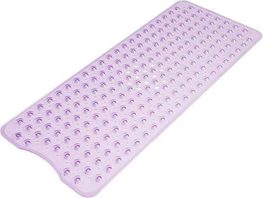 AmazerBath Shower Mat Non Slip 40 x 16 Inches, Shower Stall Mats with Suction Cups and Drain Holes, Non Slip Bath Mat for Tub for Elderly & Kids, Clear Purple