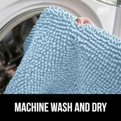 GORILLA GRIP Bath Rug Mat, Thick Soft Absorbent Chenille, Quick Dry Microfiber Mats, Rubber Backing Washable Shower Floor Rugs, Bathmat Runner, US Designed Bathroom Home Decor Accessories 24x17, Sky