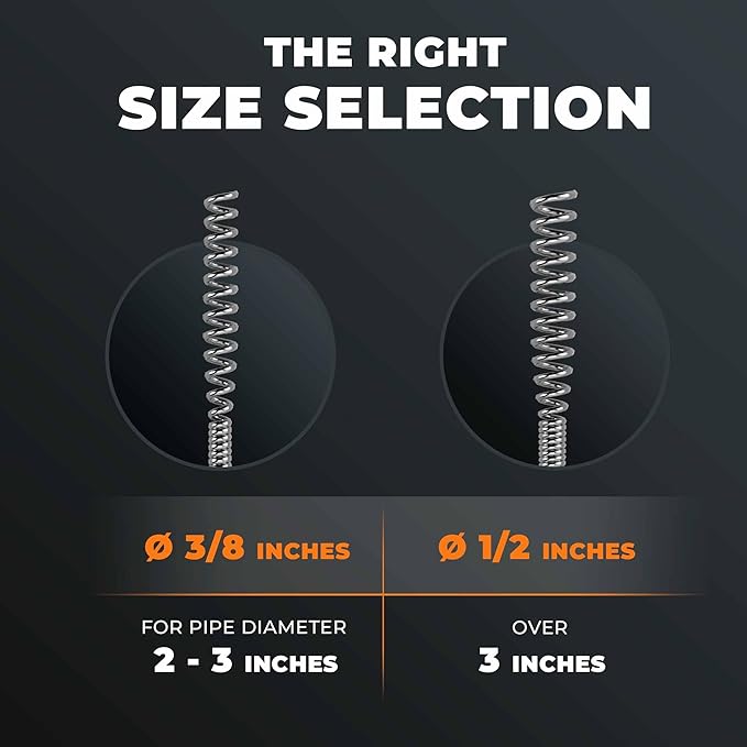 drain snake 3.0 [50 FT] - extremely long - Ideal plumbing snake for heavy & deep blockages - The drain auger for real do-it-yourselfers! (50 FT - 3/8 inch)