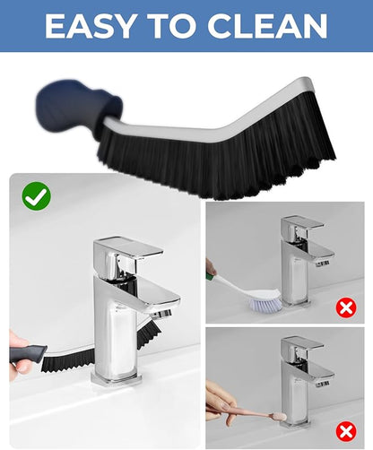 Crevice Cleaning Brushes, Cleaner Scrub Brush Tool for Hard to Reach Tight Space, Home Essentials, Serrated Scrub Brushes, Cleaning Supplies for Shower, Bathroom, Kitchen, Toilet (3, Black)