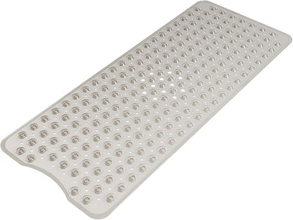 AmazerBath Shower Mat Non Slip 40 x 16 Inches, Shower Stall Mats with Suction Cups and Drain Holes, Non Slip Bath Mat for Tub for Elderly & Kids, Clear Gray
