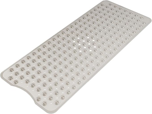 AmazerBath Shower Mat Non Slip 40 x 16 Inches, Shower Stall Mats with Suction Cups and Drain Holes, Non Slip Bath Mat for Tub for Elderly & Kids, Clear Gray