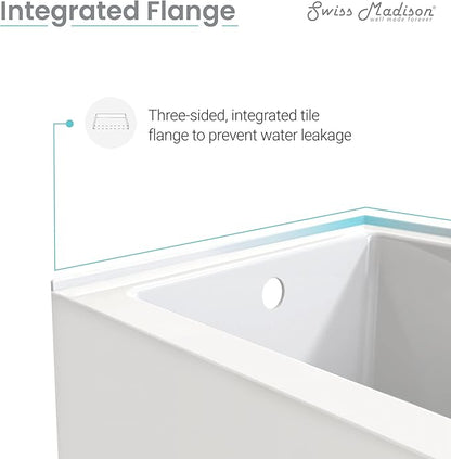 Swiss Madison Well Made Forever Voltaire 48"x32" Acrylic White, Alcove, Left Hand Drain, Apron Bathtub