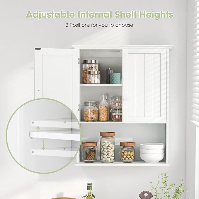 Safeplus 28" H x 23.5" W Wall Mount Medicine Cabinets with Adjustable Shelf and 2-Door for Bathroom Laundry Living Room