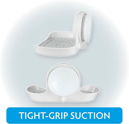 SlipX Solutions Strong Hold Soap Saver, Suction Cup Soap Holder, Must Have Universal Kitchen & Bathroom Shower Accessories (White, Single Tray (2-Pack)