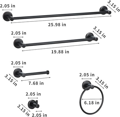 Bathroom Hardware Set Oil Rubbed Bronze Towel Bar 5 Piece for bathoom, Elegant Bathroom Accessory kit Inclusions 24 inch Wall Mounted Towel Rack 18 inch Towel Rod,Towel Ring, Hook,Toilet Paper Holder