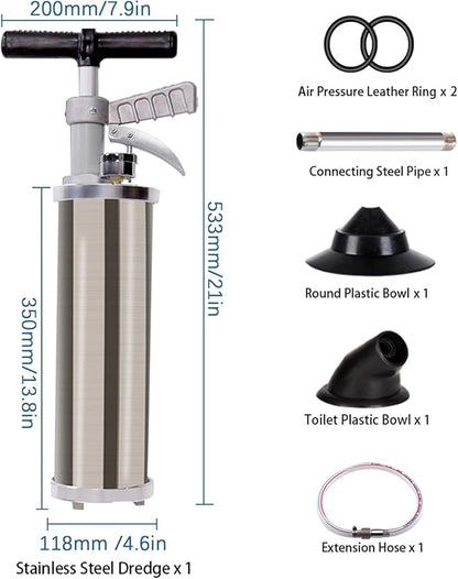 Portable High Pressure Kinetic Toilet Plunger Air Drain Blaster Pump for Bath Toilets Bathroom Shower Kitchen Clogged Pipe