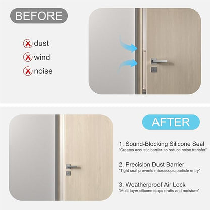 Heavy-Duty 20 ft x 2 in Weather Stripping, Extra Thick 2mm Door Draft Stopper Silicone Seal Strip for House and Glass Shower Doors for Collision and Side Gaps of Door and Windows, Clear