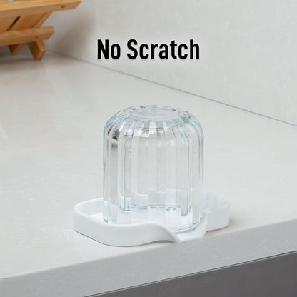 Zulay Kitchen Small Silicone Sponge Holder (4.9x3.3”) – Space-Saving Sink Organizer Tray for Sponge, Soap, Brush & More – Compact Non-Slip Dish for Kitchen & Bathroom (White)