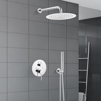 Airuida Shower Fixtures 2 Functions Shower Faucet Set Wall Mounted for Bathroom High Pressure Brass Handheld Shower with Rough-in Valve Round Rainfall 10 Inch Shower Head Chrome Polish