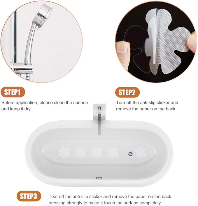 24PCS Original Bathtub Stickers Non-Slip, Safety Shower Treads Adhesive Appliques with Premium Scraper