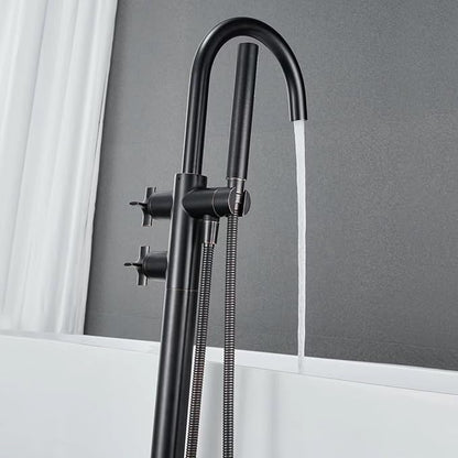Freestanding Bathtub Faucet Tub Filler Oil Rubbed Bronze Floor Mount Brass Bathtub Faucets with Hand Shower