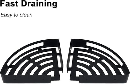 NearMoon Bathroom Shower Caddy 2 Pack, No Drill 304 Stainless Steel Shower Organizer with 2 Hooks (Corner Shelf, Matte Black)