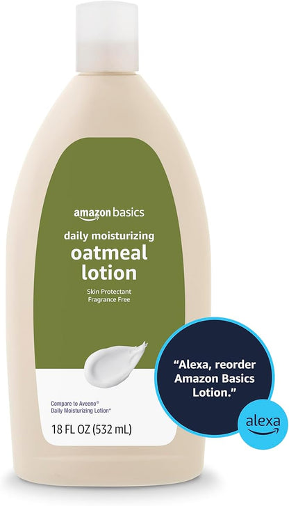 Amazon Basics Daily Oatmeal Body Lotion and Skin Protectant Moisturizer, Fragrance Free, 18 Fl Oz (Pack of 1) (Previously Solimo)