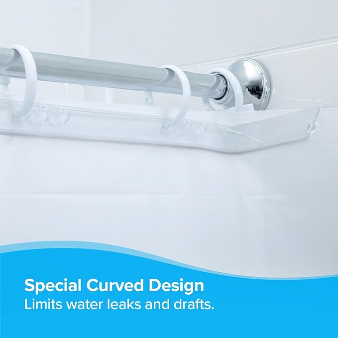 SlipX Solutions No Mess Splash Guard for Shower & Bathtub Curtain Liners | Bath Accessories to Keep Water Where It Belongs for A Non-Slip Bathroom Floor | Adhesive Free, Easy to Attach | 2 Per Pack
