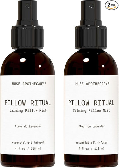 Muse Apothecary Pillow Ritual - Aromatic, Calming and Relaxing Pillow Mist, Linen and Fabric Spray - Infused with Natural Aromatherapy Essential Oils - 4 oz, Fleur du Lavender, 2 Pack